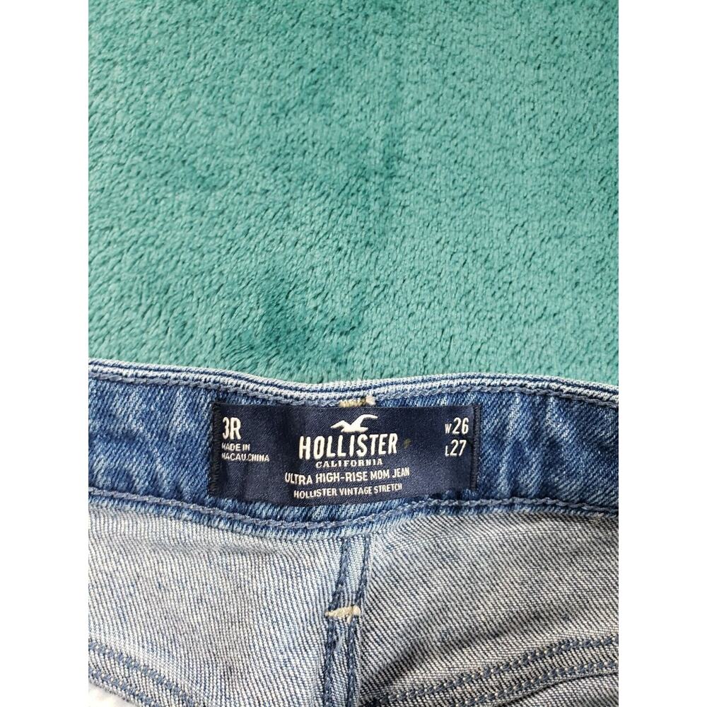 Hollister Jeans Sz 3 Womens Blue Denim Pants Ladies Patchwork High Rise Mom - Picture 3 of 13